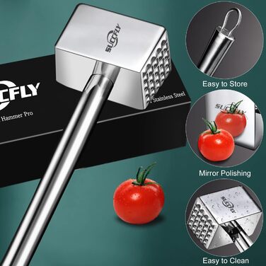 М'ясорубка Fleischklopfer зі сталі: міцний молоток для кухні, м'ясорубка, молоток для м'яса, інструмент (0.7 кг)