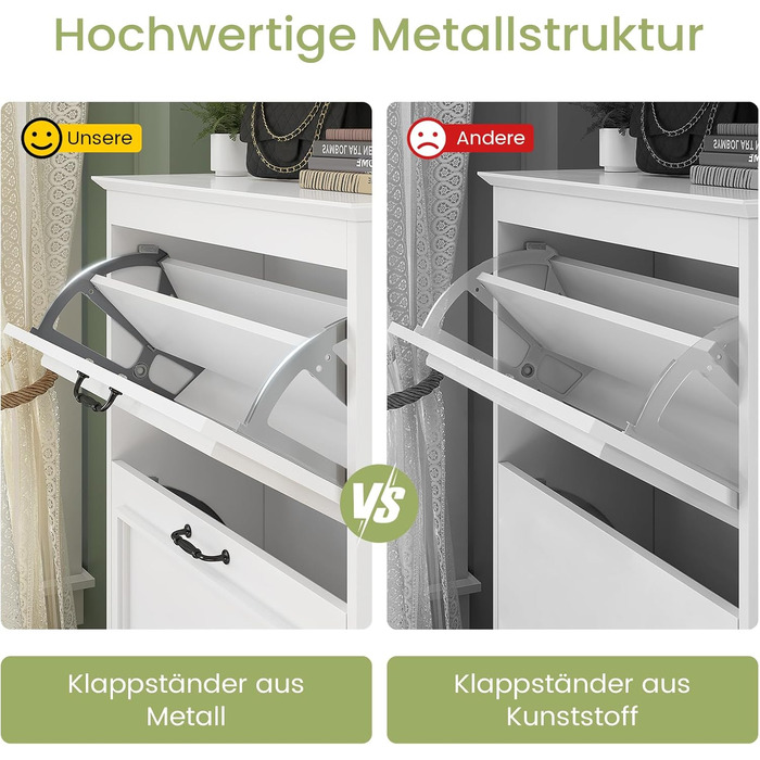 Шкаф для взуття Brinlawb з 3 дверцятами, білий. Комод для взуття, полиця для взуття з регульованими перегородками, для 14-18 пар. Дерев'яний шкаф для вхідної зони, коридору, вітальні.