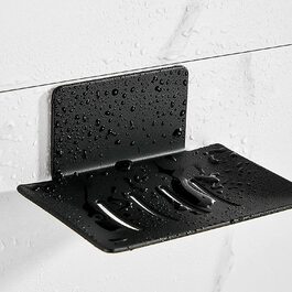 Мильниця з нержавіючої сталі, самоклеюча, кошик для мила для ванної кухні (чорна)