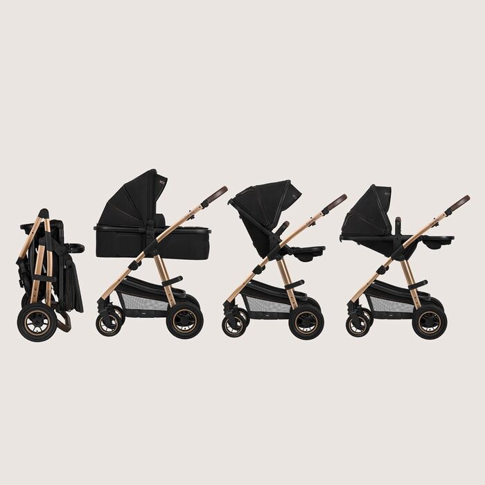 Дитячий візок Lionelo Amber 2 в 1 (Black Onyx) - універсальний, з люлькою та прогулянковим блоком, в комплекті сумка, москітна сітка, дощовик