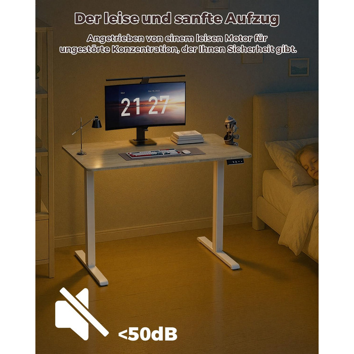 Регульований по висоті письмовий стіл для дому та офісу з пам'яттю на 2 пресети, стіл для ігор та роботи, колір вінтажний коричневий (100 x 60 см)