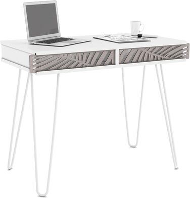 Письмовий стіл Tinn зі шпильками 94x50x73см Комп'ютерний стіл з 2 відділеннями для зберігання Офісний стіл білий