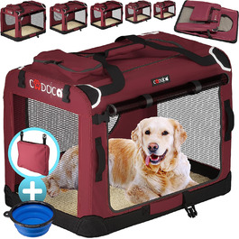 Коробка для перенесення собак CADOCA складна міцна s 50x34x36 см дихаюча сумка для перенесення домашніх тварин Коробка для перенесення собак сумка темно-червоного кольору