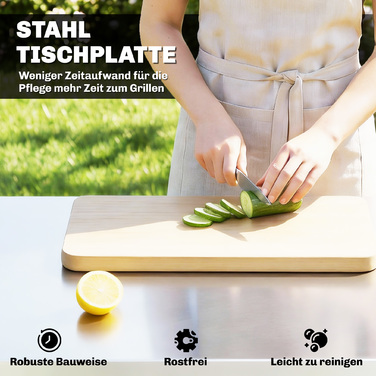 Візок кухонний на колесах з гачками, тримачем для паперових рушників та відром для сміття, нержавіюча сталь, 115 x 67,5 x 80,5 см, чорний