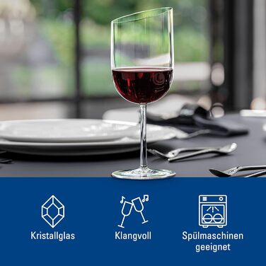 Набір келихів для червоного вина Villeroy & Boch NewMoon, 4 шт, 405 мл, кришталеве скло, для щоденного використання