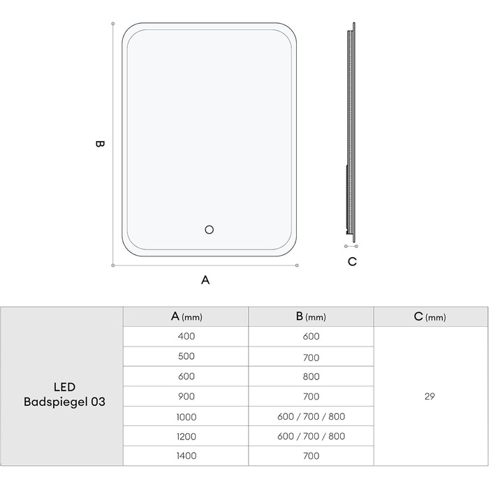 Дзеркало для ванної кімнати Dopporo LED 100x80 см з підсвічуванням та сенсорним вимикачем, з функцією пам'яті