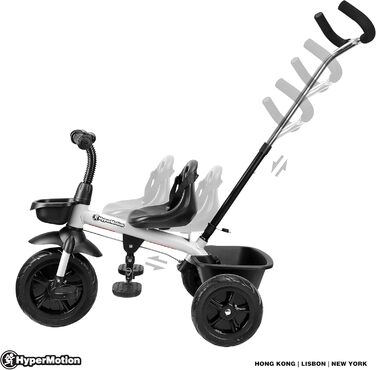 Триколісний велосипед дитячий TOBI Vector з ручкою для батьків, ремені безпеки, сірий