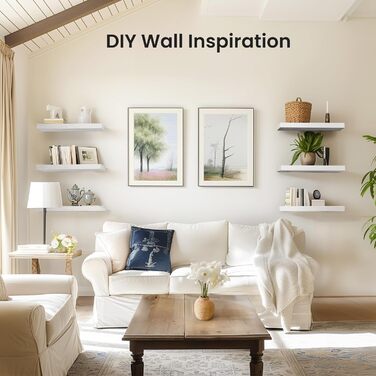 Набір плаваючих полиць Wandregal білі 40 см (3 шт) для спальні, кухні, офісу, вітальні - сучасний декор