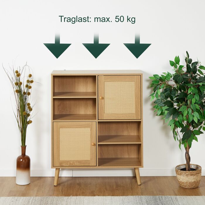 Тумбочка Relaxdays з 2 ротанговими дверцятами