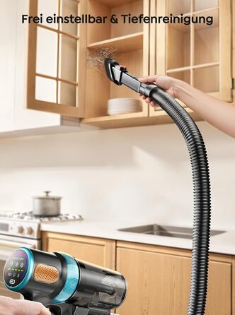 Бездротовий акумуляторний пилосос 50KPA/600W з подовжуваним шлангом 1м, стійка підставка, автоматичний режим, насадка проти ковтунів, багаторівнева фільтрація для килимів/твердих поверхонь/автомобіля