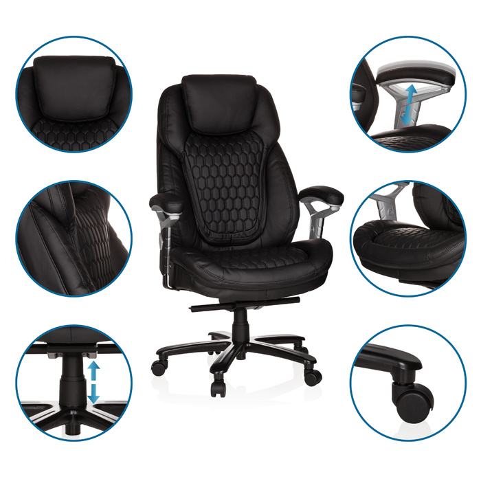 Крісло для шеф-кухаря XXL PULLMANN, штучна шкіра, чорне, hjh OFFICE