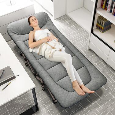 Розкладне кемпінгове ліжко CALIYO, польове ліжко для гостей до 200 кг, 190 x 68 x 40 см, з сумкою для зберігання, світло-сіре