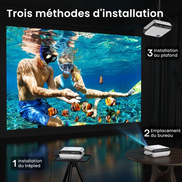 Проектор HAPPRUN Mini Beamer 4K H1: 1080P, Bluetooth, портативний, для дому та кінотеатру