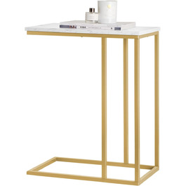Журнальний столик Журнальний столик Стіл для ноутбука Приліжкова тумбочка Догляд за столом із золотистим металевим каркасом BHT приблизно 48x62x30 см, 87-G