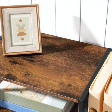 Стіл для принтера, 2-рівневий, з ящиком для зберігання, стелаж для принтера, для дому, офісу, кухні, вітальні, рустикальний коричневий APTHR3001