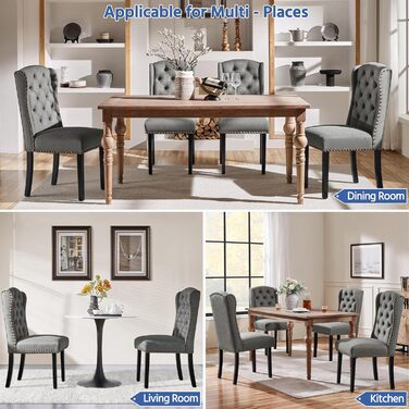 Набір кухонних стільців Yaheetech з крилатим спинком, оббитий стілець для їдальні, до 140 кг, сірий (2, світло-сірий)