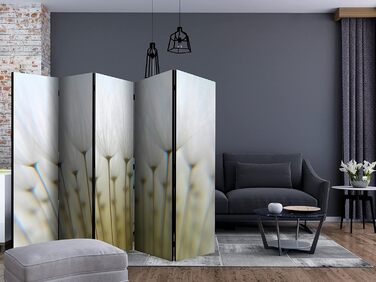 Роздільник кімнати Murando з квітами, 225x172 см, 5 частин, дерев'яний, білий/бежевий, для дому, декоративний