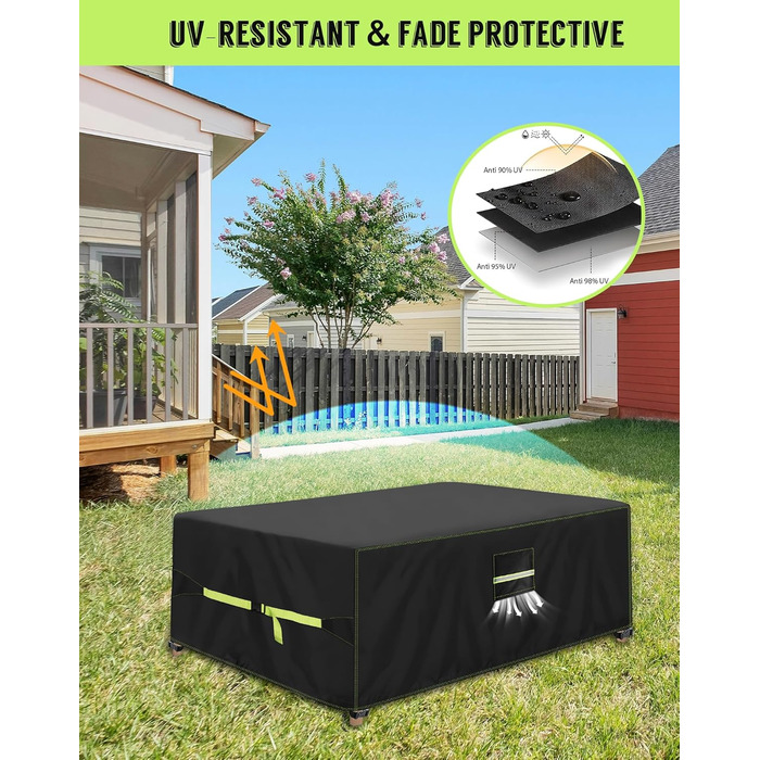 Накладка для садово-патіо меблів зимова, 420D Oxford, 250x150x90 см, водовідштовхуюча, UV-стійка, з вентиляційними отворами