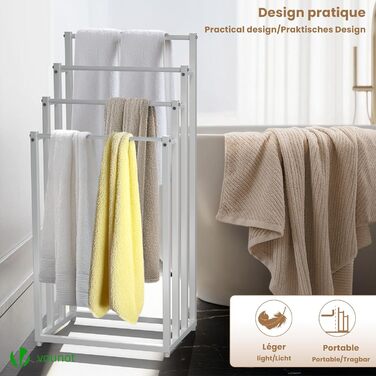 Підставка для рушників Vounot® на ніжках, металева, 3 стійки, чорна (4 яруси)