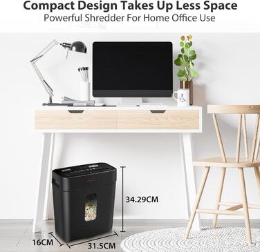 Шредер для паперу VidaTeco 610C: знищення документів P-4 (крез-різ), 11.5л, для офісу та дому