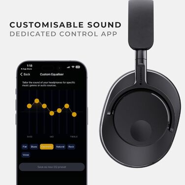 Навушники Cambridge Audio Melomania P100 - Bluetooth, ANC, Hi-Fi звук, відтворення 100 годин, знімний акумулятор, ігровий режим, чохол для перенесення - чорний