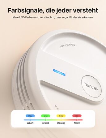 X-Sense Розумний димовий датчик з Wi-Fi, EN 14604, нічний режим, 10 років служби, змінна батарея, керування через додаток, XS0E-iR, білий