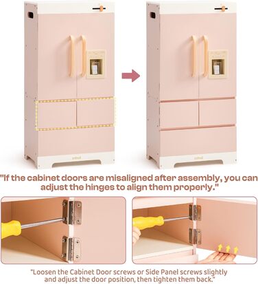 Дерев'яна іграшкова кухня ROBUD для дітей з реалістичним аксесуаром, набір іграшкової кухні з багатьма функціями, сучасний дизайн, подарунок від 3 років (холодильник)