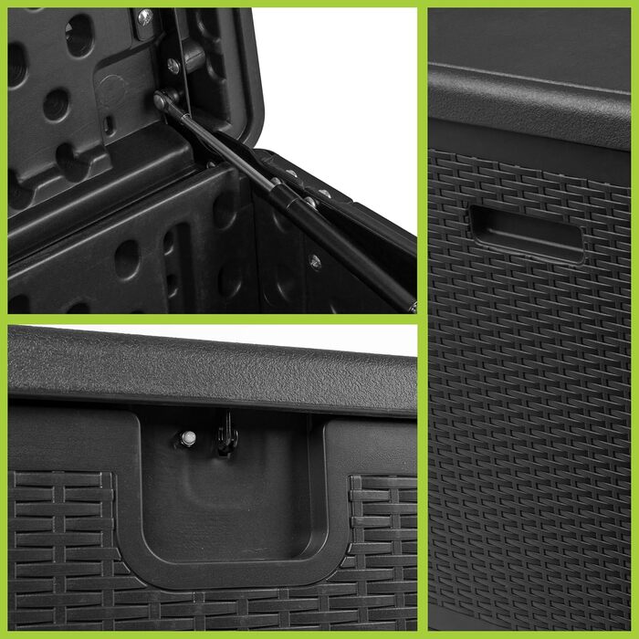 Скриня для зберігання речей Grindi Morus 570л - водонепроникна садові меблі, подушки, інструменти - для балкона, тераси, саду (Чорний)