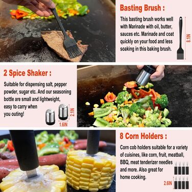 Набір для гриля 38 предметів: професійний інструмент з нержавіючої сталі, щипці, прес для бургерів, сумка, ідеальний подарунок для чоловіків