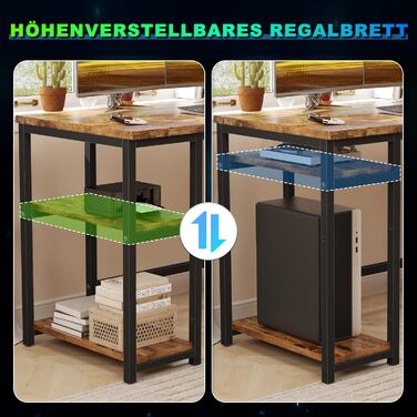 Ігровий стіл Devoko з підсвічуванням LED, 160x120 см, з розетками та USB, вінтажний коричневий. Комп'ютерний стіл з місцем для зберігання для геймерів та дому