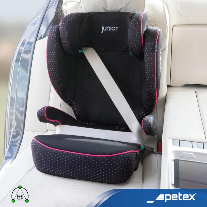 Автокрісло PETEX з ISOFIX - стандарт i-Size згідно ECE R129 для дітей зростом приблизно 100-150 см, регульоване по висоті дитяче автокрісло в (рожеве, Basic Plus)