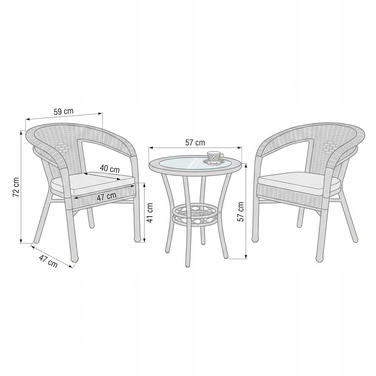 Комплект садових меблів із техноротангу MTG Trade Group, сірий, 3 предмети