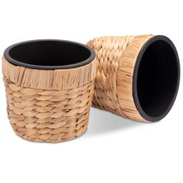 Набір горщиків для квітів Decorasian 2 шт. круглі, плетені з морської трави, з пластиковим вкладишем, 16 см