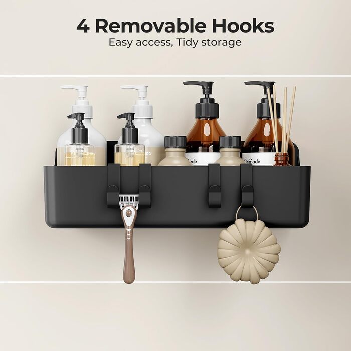 Поличка для душу Orimade без свердління, нержавіюча сталь, 5 шт., тримач для шампуню, велика місткість, чорний ABS пластик, 5 шт.