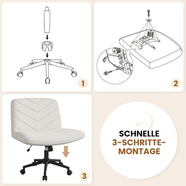 Крісло офісне Yaheetech з колесами, регульоване по висоті, з широким сидінням та середньою спинкою, для офісу та спальні, бежеве