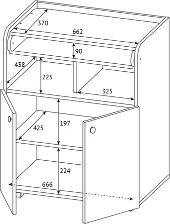 Комод для дитячої кімнати Shefa Wickelkommode 700 Teddy, білий - сучасний комод для немовлят, 47 x 70 x 86 см, білий/сірий