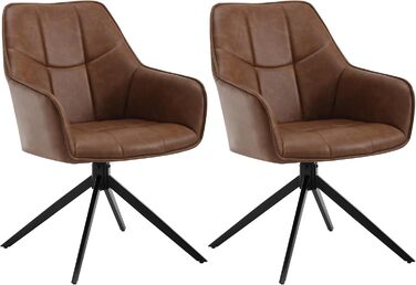 Крісла для їдальні WOLTU, набір 2 шт., поворотні, для кухні, вітальні, оббивка з жаккарду та корду, з металевими ніжками, світло-коричневі, штучна шкіра