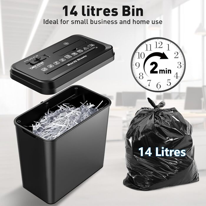 Шредер SINCHEREU для офісу та дому, 6 листів, P4, 11л кошик, знищення картки/CD, захист від перегріву