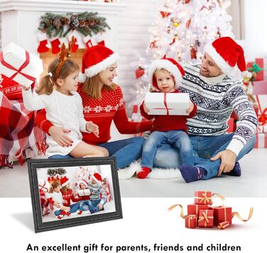 Цифровий фоторамка Lutranstra 10.1 дюйма WiFi, HD IPS сенсорний екран, 32 ГБ, автоматичне обертання, Frameo App (Чорний)