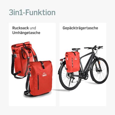 Кофр Borgen 3в1 для багажної полиці водонепроникний - Посилені лямки (новинка 2023 року) - Може використовуватися як велосипедний рюкзак, сумка-кофр, велосипедна сумка та рюкзак Червоний 18L