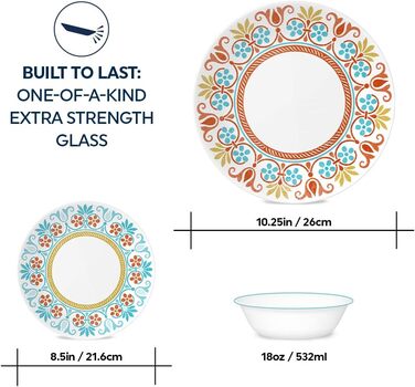 Набір посуду Corelle Global Collection Vitrelle, 12 предметів, перероблене скло, теракотові мрії