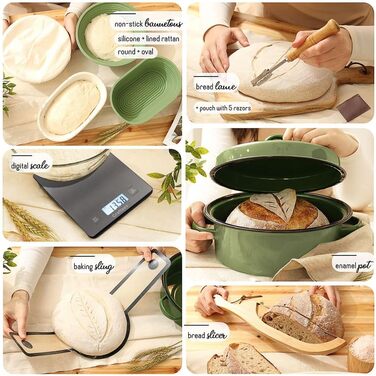 Набір для приготування закваски з повним комплектом: каструля, скляна тара 1000 мл, корзини для бродіння, скребок, ваги, рецепти та інструменти для випічки
