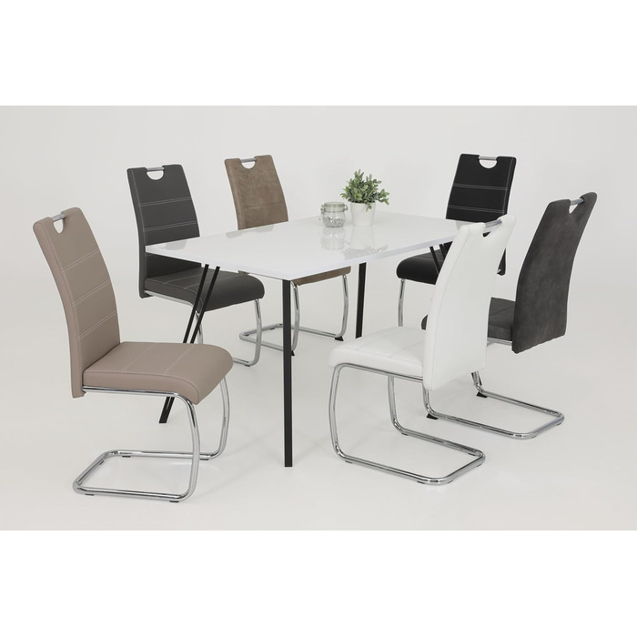 Шкільний стілець Hela Flora, кухонний стілець, металевий каркас, шкірозамінник, білий, 42x57x98 см