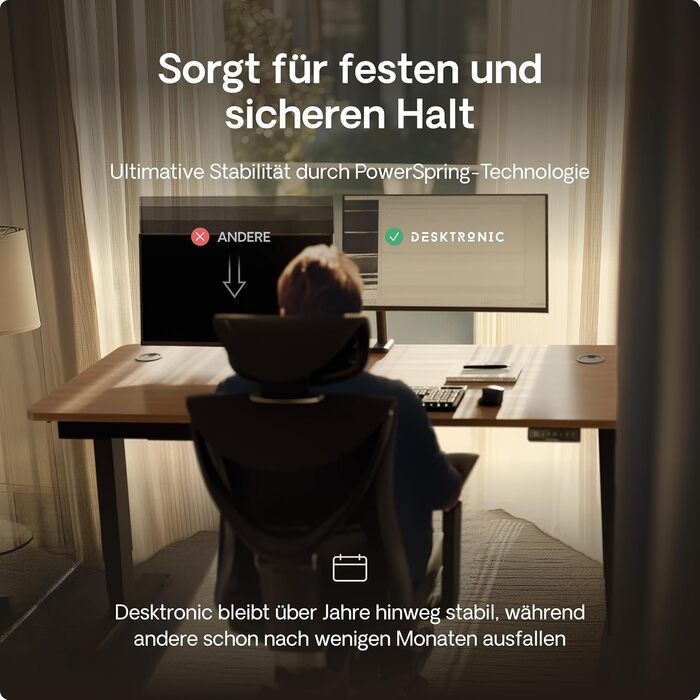 Підставка для двох моніторів Desktronic, до 32 дюймів, 8 кг, 360° обертання, регулювання висоти, міцна конструкція, проста установка, для великих моніторів, ергономічна, VESA 75/100, чорна