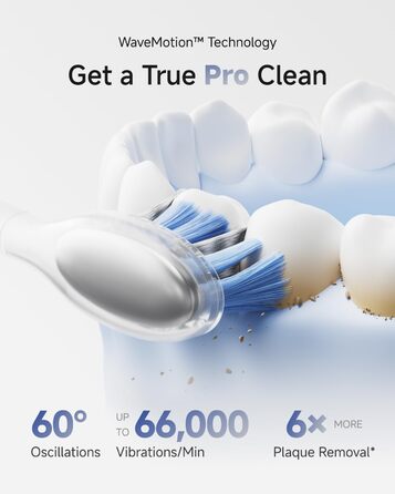 Електрична зубна щітка Laifen Wave Pro з 6 режимами чищення, акумулятор до 70 днів, прозорий чорний колір