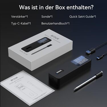 Термометр для м'яса BFOUR BF-30 PRO: бездротовий Bluetooth термометр для гриля з підключенням до додатку, LCD-дисплей, IP67 водонепроникний, для BBQ, духовки, гриля, кухні (чорний)