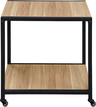 Двоярусний стіл для принтера Padma з універсальними роликами 45 x 35 см, мобільний, з дерева та металу, для офісу, факса, копіювальника, сканера SZCJ-20401-BK (волоський горіх)