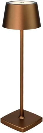 LED настільна лампа бездротова, 6000mAh, IP54, алюміній, сенсорне керування, тепле світло, для спальні, кав'ярні, ресторану (коричнева)