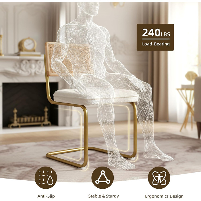 Набір з 2-х м'яких крісел CangLong для вітальні, кухні та їдальні, з масивними дерев'яними ніжками (кремовий)