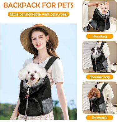 Рюкзак для собак ALLSOPETS, рюкзак для домашніх тварин з ременем безпеки, зручний і дихаючий, ідеально підходить для подорожей і походів (чорний)